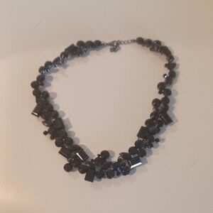 TJMaxx Black Large Chunky Statement Stone Beaded Necklace Adjustable Clasp